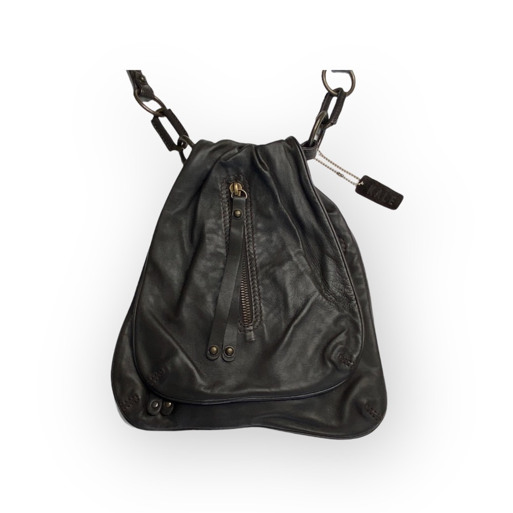 HTF: new Kale  Fashion Forward Diego Lambskin Messenger Bag  Chocolate Leather - Picture 2 of 16